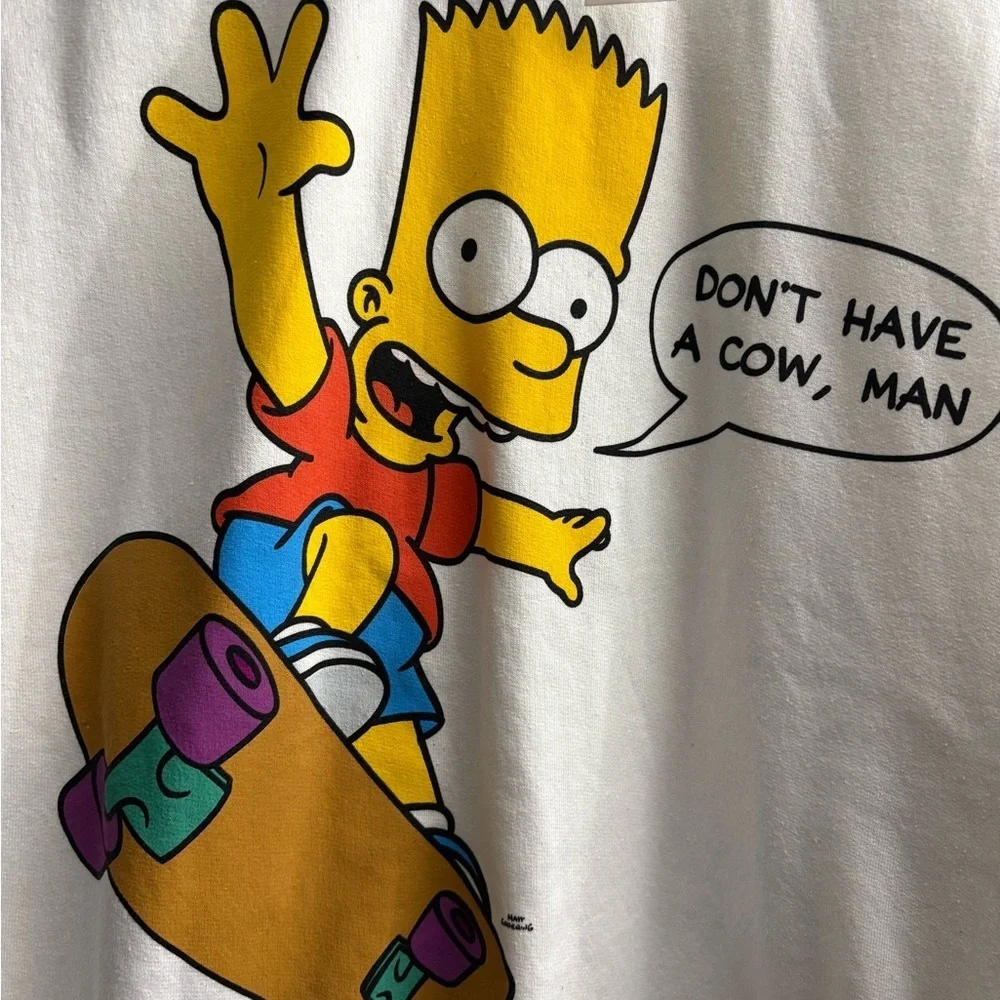 The Simpsons BART Simpson Aeropostle white long sleeve sweat shirt NWT SMALL
